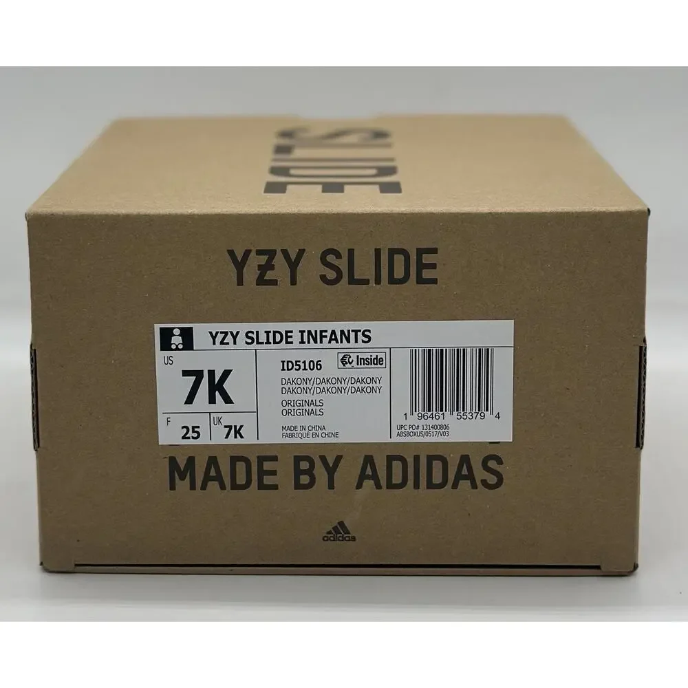 NEW Adidas Yeezy Slides Sandal Dark Onyx ID5106 Youth Size 7K